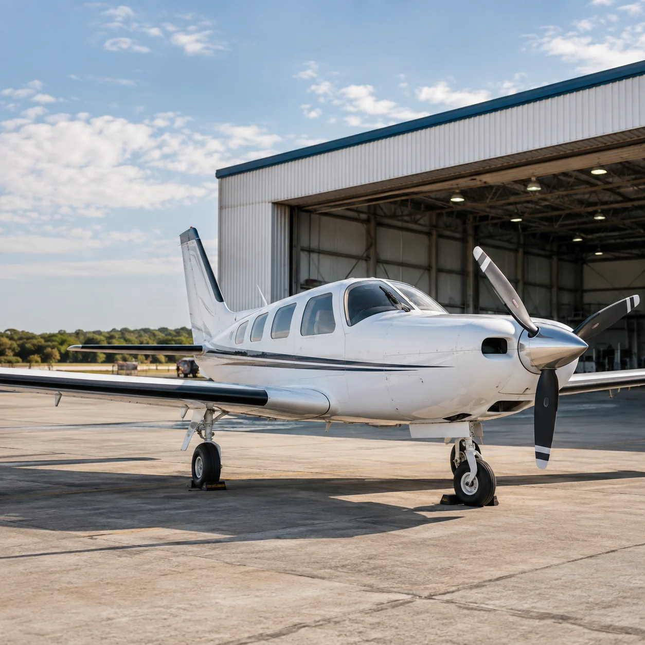 Aeronave executiva no hangar. Imagem ilustrativa.